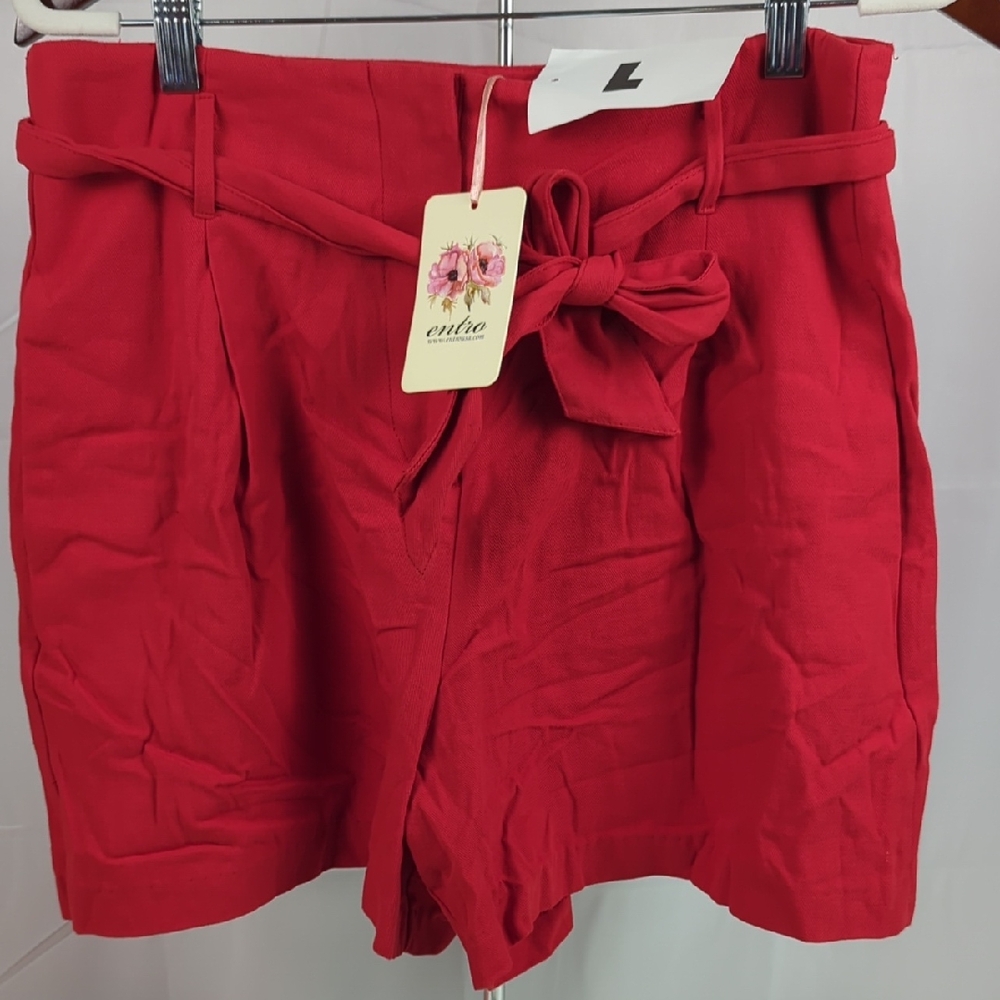 Entro High Waist Red Women's Shorts